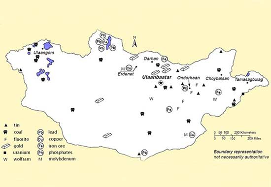 蒙古矿产资源分布图