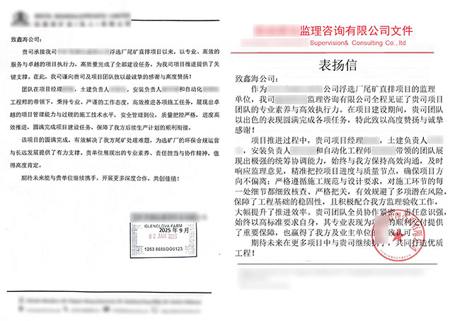 津巴布韦1200t/d铯榴石选矿项目表扬信