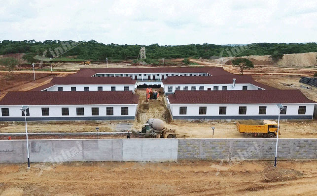 500t/d采选尾金矿项目土建施工现场