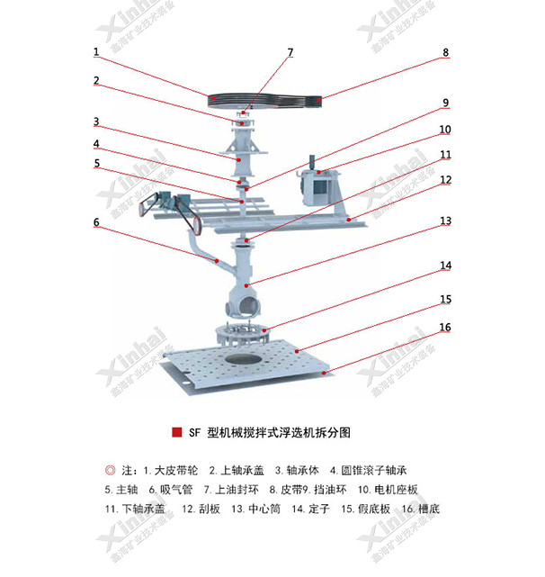 SF型机械搅拌式浮选机结构原理图