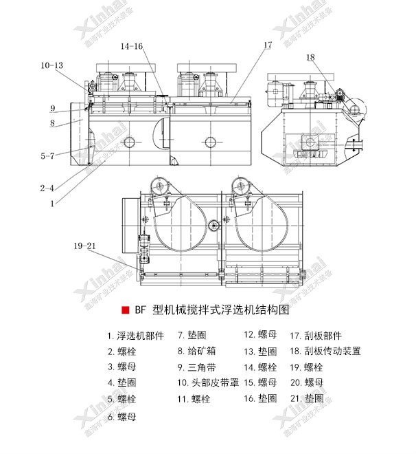 BF型机械搅拌式浮选机结构原理图